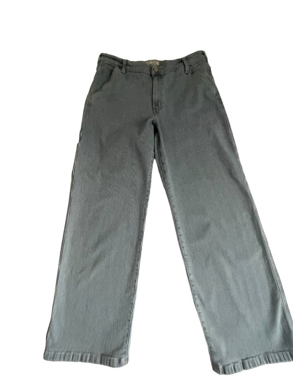 Gap 90s Loose Carpenter Jeans Blue Stripe Mid Rise Wide Leg 14 Short